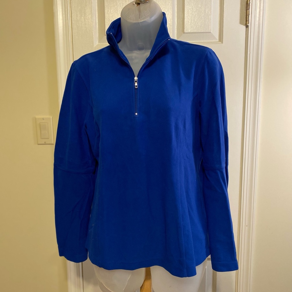 Lands End - Woman’s royal blue soft texture fleece pullover, Size: M